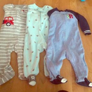 Set of three Carters fleece sleepers- 9 months